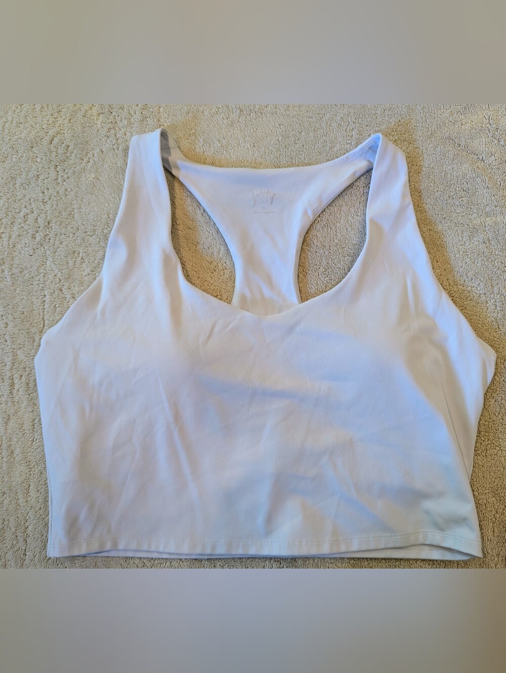 $15 YITTY Women's XL - White Racerback Seamless Sports Bra EUC